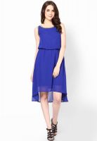 Harpa Blue Colored Solid Asymmetric Dress