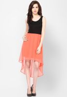 Harpa Orange Colored Solid Asymmetric Dress