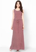 Harpa Red Colored Printed Maxi Dress