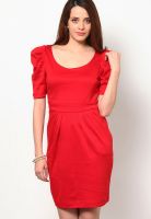 Harpa Short Sleeve Solid Red Dress