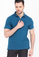 Highlander Blue Solid Polo TShirts