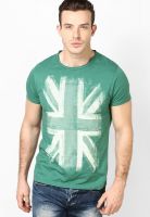 Incult Green Printed Round Neck T-Shirts