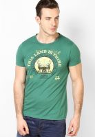 Incult Green Printed Round Neck T-Shirts