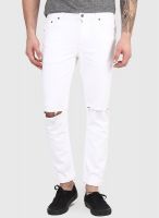 Incult Skinny Jeans In White With Knee Rips