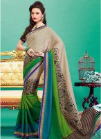 Inddus Beige Printed Saree