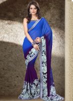 Inddus Blue Printed Saree