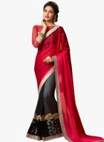 Inddus Magenta Embroidered Saree