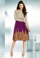 Inddus Purple Colored Embroidered Skater Dress
