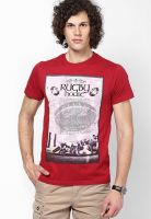 Indian Terrain Red Graphic Round Neck T-Shirts