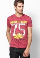Indigo Nation Pink Slim Fit Crew Neck T Shirt