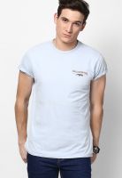 Jack & Jones Blue Solid Round Neck T-Shirts