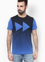 Jack & Jones Blue Striped Round Neck T-Shirts