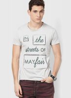 Jack & Jones Light Grey Solid Round Neck T-Shirts