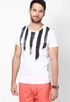 Jack & Jones White Printed Round Neck T-Shirts