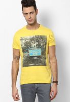 Jack & Jones Yellow Printed Round Neck T-Shirts