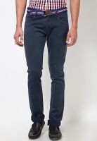 Jogur Solid Navy Blue Slim Fit Jeans