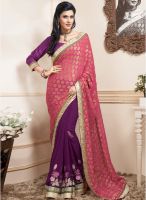 Kalista Fashions Purple Embroidered Saree