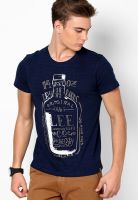 Lee Blue Printed Round Neck T-Shirts
