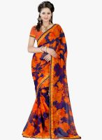 Lookslady Orange Printed Saree