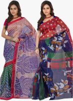 Lookslady Pack Of 2 Multicoloured Printed Sarees