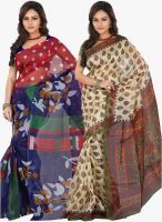 Lookslady Pack Of 2 Multicoloured Printed Sarees
