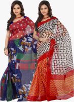 Lookslady Pack Of 2 Multicoloured Printed Sarees