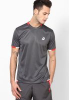 Lotto Grey Solid Round Neck T-Shirts