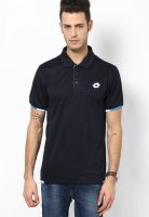 Lotto Navy Blue Solid Polo T-Shirts