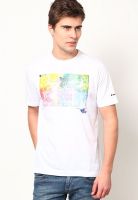 Lotto White Graphic Round Neck T-Shirts