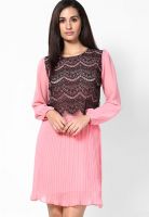 MB Pink Colored Solid Shift Dress