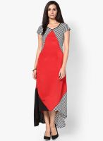 MB Red Colored Solid Shift Dress