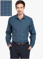 Mark Taylor Navy Blue Checked Slim Fit Formal Shirt