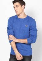 Monteil & Munero Blue Solid Round Neck T-Shirts