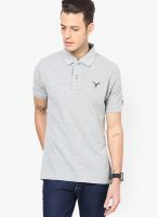 Monteil & Munero Grey Milange Solid Polo T-Shirts