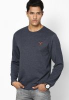 Monteil & Munero Grey Solid Round Neck T-Shirts