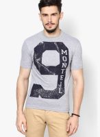 Monteil & Munero Light Grey Printed Round Neck T-Shirts