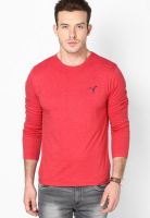 Monteil & Munero Red Solid Round Neck T-Shirts