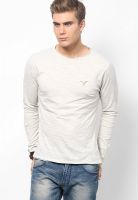 Monteil & Munero White Solid Round Neck T-Shirts