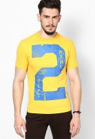 Monteil & Munero Yellow Printed Round Neck T-Shirts