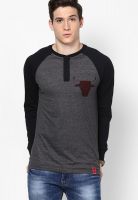 NBA Chicago Bulls Henley Grey Henley T-Shirt