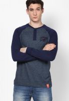 NBA Okc Thunder Henley Navy Blue Henley T-Shirt