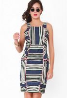 NINETEEN Blue Colored Printed Shift Dress