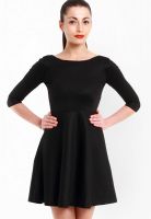 Nun Black Colored Solid Skater Dress