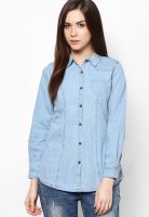 People Cotton Blue Shirt