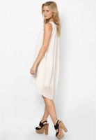 People White Colored Solid Asymmetric Dress