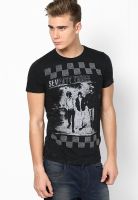 Pepe Jeans Black Solid Round Neck T-Shirts