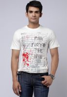 Pink Floyd Off White Solid Round Neck T-Shirts