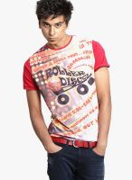 Probase Red Printed Round Neck T-Shirts