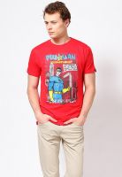Probase Red Printed Round Neck T-Shirts