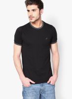 Proline Black Solid Round Neck T-Shirts